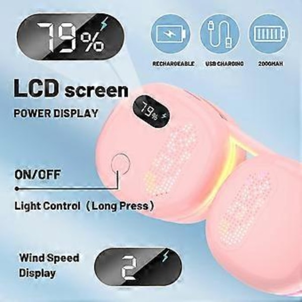 Bærbar Halsblæser, 2000mah LCD Display Genopladelig (pink)