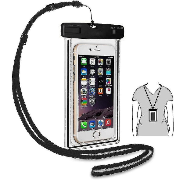 Black, Waterproof Touch Screen Dry Bag Phone Case Cover, Product Size: 21*11cm