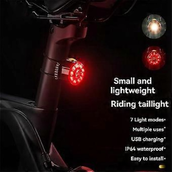 Cykel Smart Bremse Baglygte LED Cykel Baglygte USB Genopladeligt Cykeludstyr