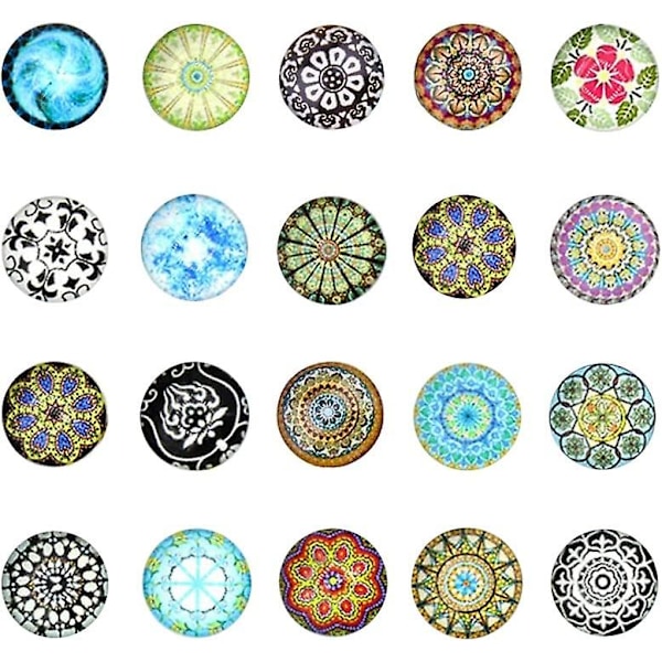 Glaspärlor 100 st Glas Cabochons Blandad Färg Färgglada Runda Dekorativa Granuler Tryckta Glaspärlor För Hantverk