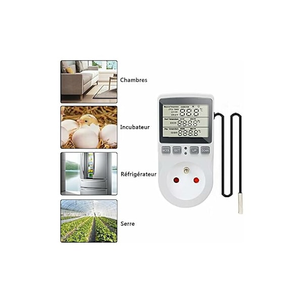 Stikkontakt Termostat Digital Temperaturregulator Opvarmning Køling med Probe, LCD Stikkontakt Temperaturregulator Timer til Akvarium Inkubator Drivhus