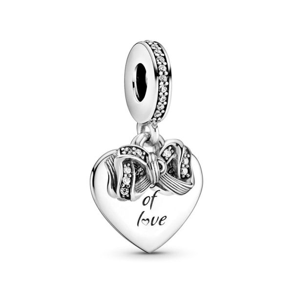 100 % 925 Sterling Silver Heart Charms Passar Pandora Armband Sparkl