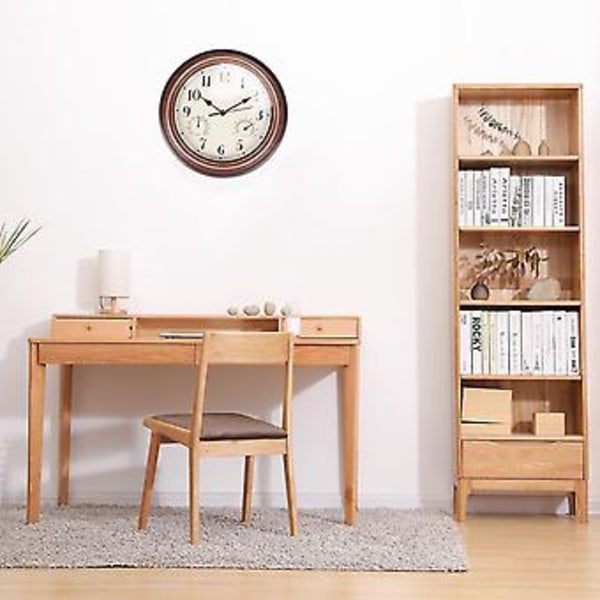 12-tommers veggklokke, retro vanntett klokke med termometer og hygrometer, lydløs klokke for