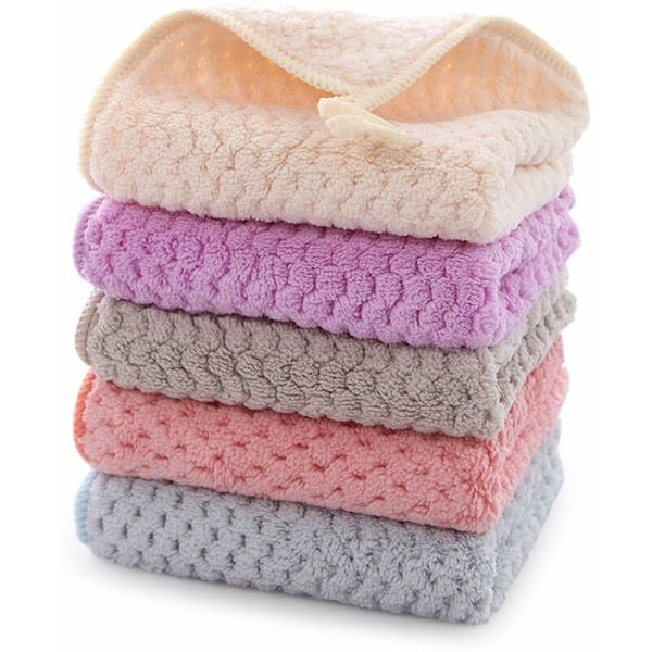 Käsipyyhkeet - 5 keittiöpyyhkeen setti - Korallifleece-ripustuspyyhe - Superabsorbent Quick Dry Tape Loop