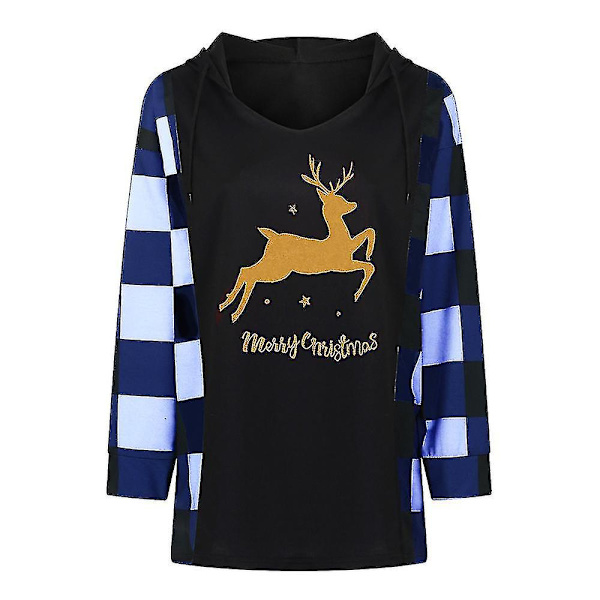 Dame Jule Golden Elk Trykt Hoodie Hættetrøje Pullover Top