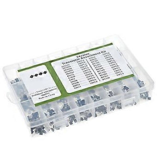 840 stk/sett 24 verdier TO-92 Transistor Sortimentsett BC327 BC337 BC547 2N2222 3904 3906 C945 PNP/NPN Transistorpakke