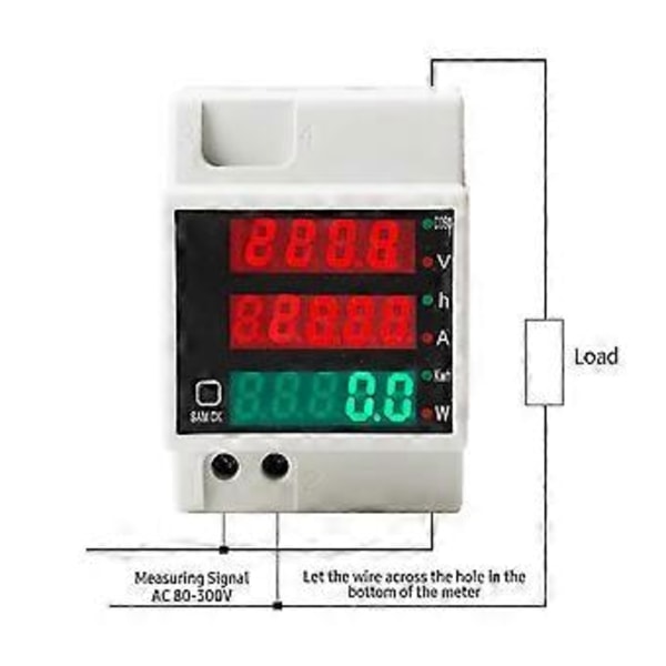 AC80-300V 100A Digital Energimätare DIN-skena Multimeter Elektrisk Effektmätare kWh-mätare Multifunktion AC Spänning Ström Effektfaktor Testare Amperemeter Vo