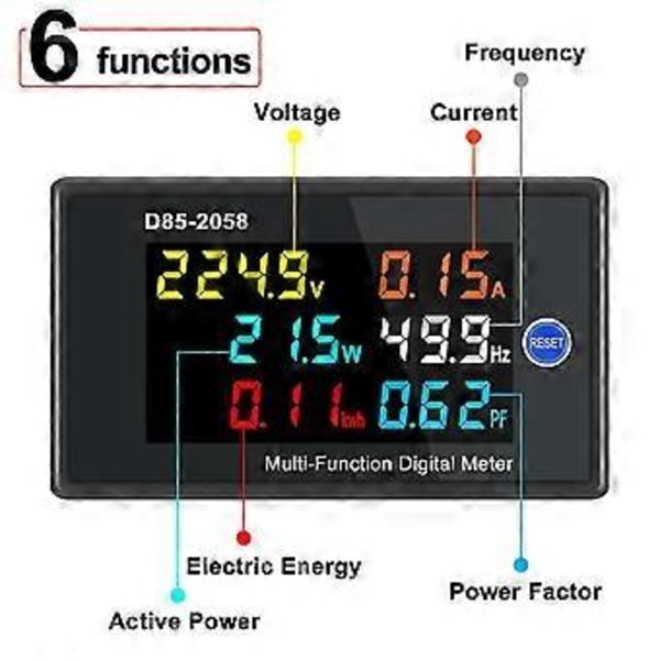 Digital LCD AC Panelmätare Spänning Ampere Energi Frekvens Effektmätare