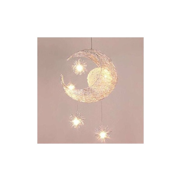 Industrial Pendant Light Moon Stars LED Ceiling Lamp Aluminum with 5 Bulbs for Children Bedroom (Warm White Light)