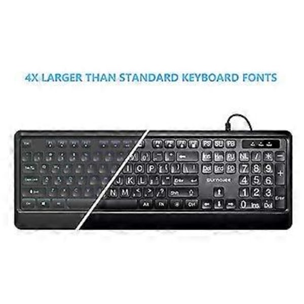 USB Kabelanslutet Bakgrundsbelyst Tangentbord Stora Bokstäver med Vit Belyst LED-bakgrundsbelysning Tangentbord 104 Tangenter Standard Full Storlek