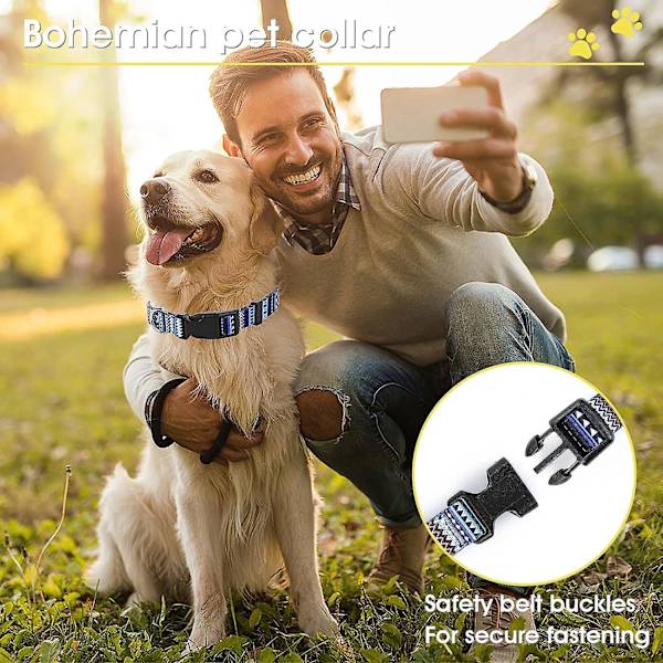 Nylon hundhalsband med bohemiska mönster, justerbara valphalsband, etnisk stil