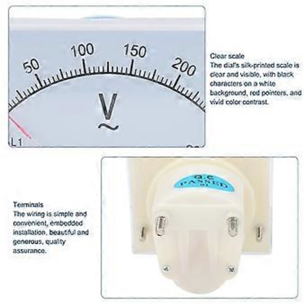 85L1 AC 0250V Högprecisions Pekarvoltmeter Spänningsmätare Monterad Spänningsmätningsinstrument