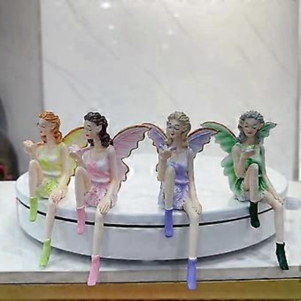Blomsterfe Søt Jente Resin Engel Ornament Hjem Dekor Håndverk Statue Bar Skrivebord Fe Statue Dekor Gul