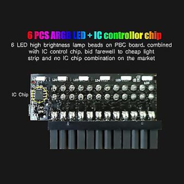2 stk. Atx 24 Pin Til 90 Argb Stik Adapter Til Pc Mainboard Mboard - Kabel Konnektor Diy M