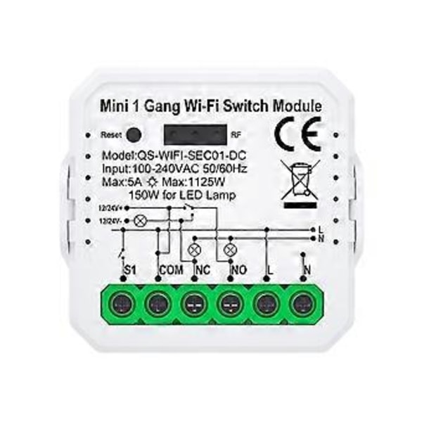 Tuya WiFi Smart Switch Modul med Fjernkontroll Smart Hjem DIY Bryter Relé Fungerer med Alexa