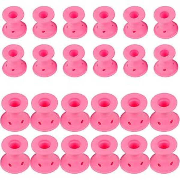 24 Silikonisia Hiusrullia Hänelle - Helppo Muotoilu Nukkumalla Hiuskihartimissa - Ei Lämpöä Kauneuden Apuna - Pinkki
