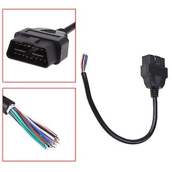 30cm Längd OBD2 16Pin Hane Kontakt Adapter Öppningskabel Anslutning För ELM327