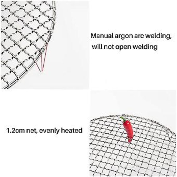 304 Rustfrit Stål Multifunktionel Rund Grillnet Med Fod Grillrist Damp Bagerist Camping