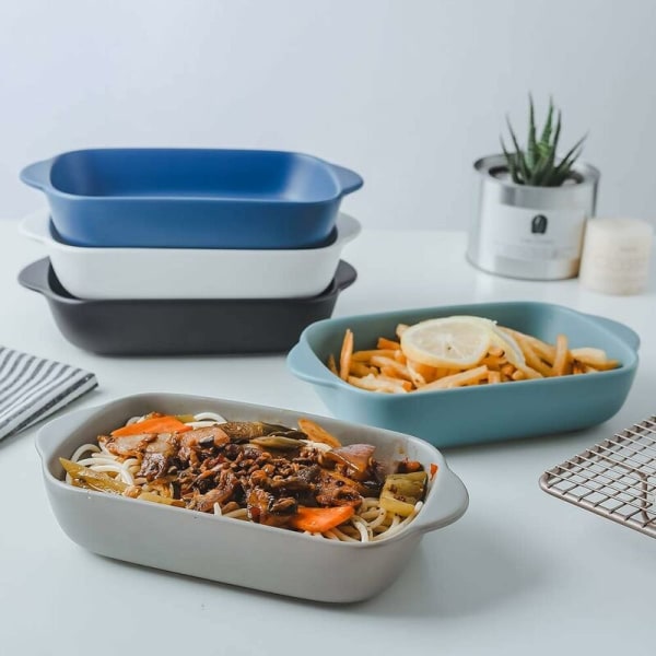 Liten rektangulär ugnsform i keramik för gratäng - 23 x 12,5 cm (550 ml) - Fei Yu