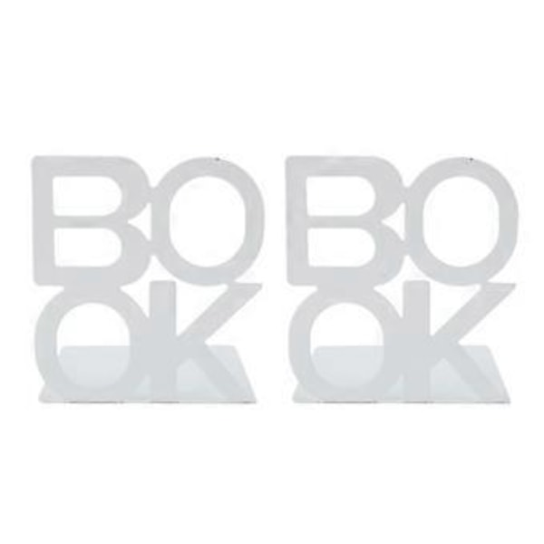 Elegant & Effektiv: 1 Par Hvide Metal Bogstøtter - Kraftige Skridsikre Bogholdere til Hjem & Kontor