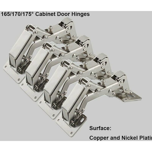 Möbelgångjärn, 2-pack 170 graders köksskåpsdörrgångjärn + 16 skruvar - Vidvinkel dörrgångjärn - Ingen slits krävs