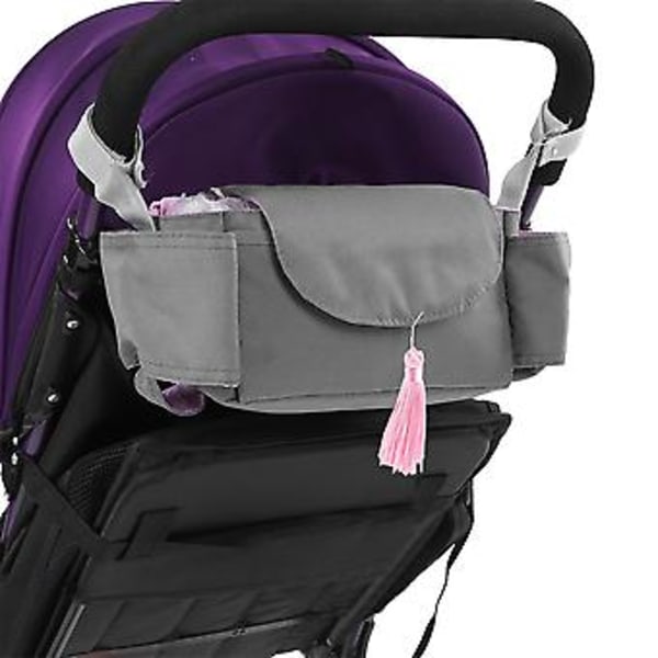 Barnvagn Buggy Barnvagns Tillbehör Förvaringsväska Blöjflaskorganisatör (Rosa Tofs)