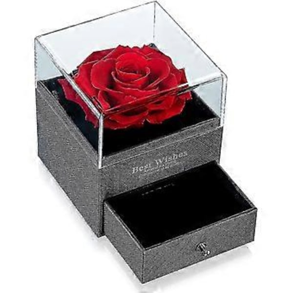 Konserverad Färsk Blomma Ros I En Smyckeskrin, Ros Presentförpackning Eviga Blommor Infinity Ros