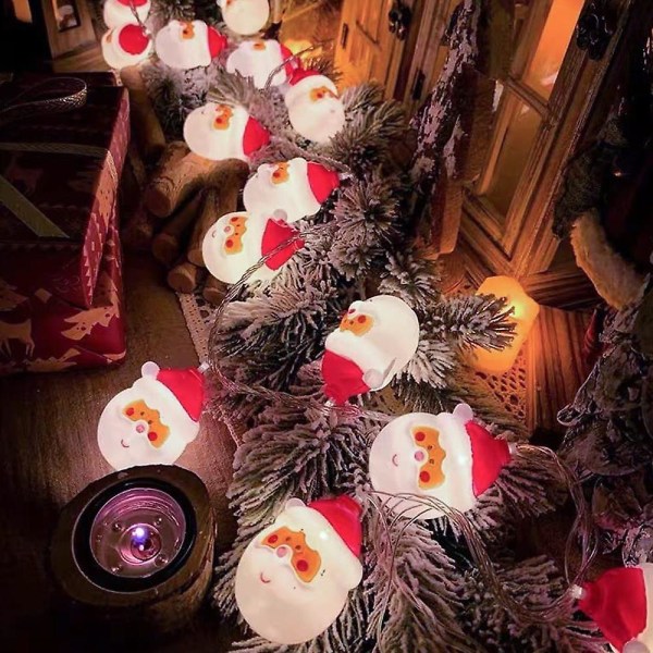 Julelys, 20/40 LED-lys batteridrevet juletræslys, indretning til havefest. Julesnemand 6 meter 40 lys