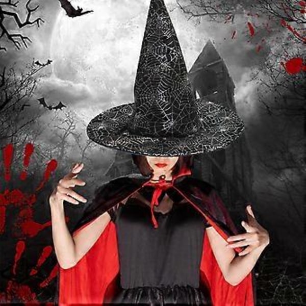 Halloweenhatt Bärbar Tyg Skräckinjagande Spindelnät Häxhatt För Maskerad