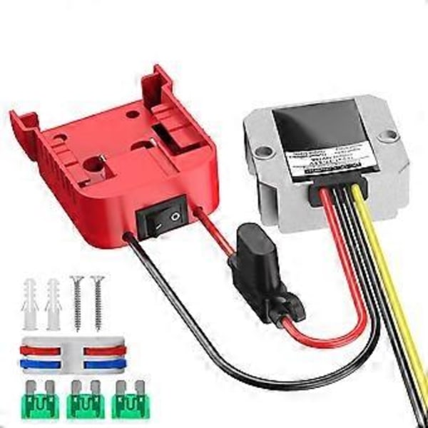 Adapter lämplig för 18V litiumbatteriadapter + DC-DC Buck (12V, 10A, 120W) med säkring
