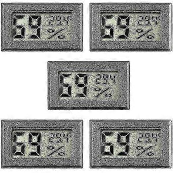 5-pack Mini Hygrometer Liten Digital Termometer Hygrometer LCD-skärm Inomhus