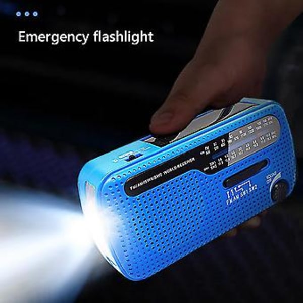 Solardriven Handvevsradio AM/FM/SW Radio USB Portabel Radio Med LED-Ficklampa Utomhusverktyg