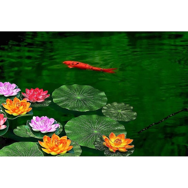 4 st 7 tum flytande konstgjorda skum lotusblommor för pool, realistiskt vatten