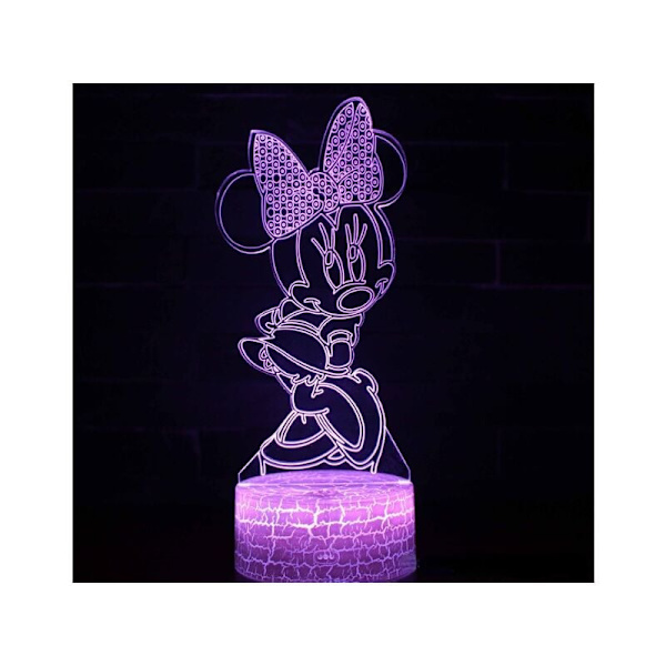 Nattlys Minnie Mouse Illusjonslampe 3D LED Nattlys med berøringskontroll Julebursdagsgave til barn [Energiklasse A+++]-