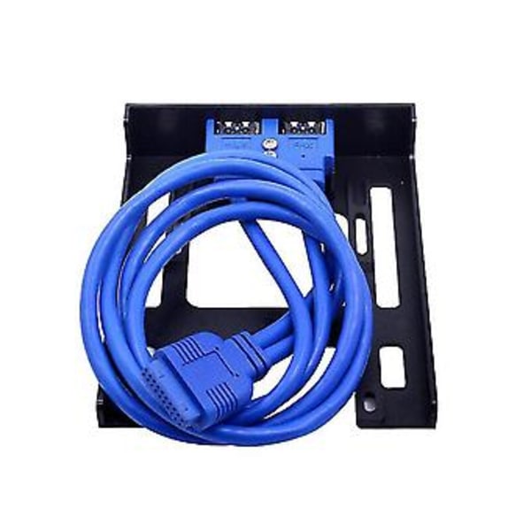 2 Portar USB 3.0 Frontpanel Diskettenhetsfack 20 Pin USB3.0 Hub Expansionskabel Adapter Plastfäste