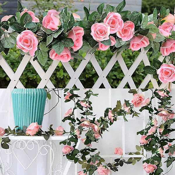 2-pack konstgjorda rosa blomstergirlang girlang blommor vin falska blommor present
