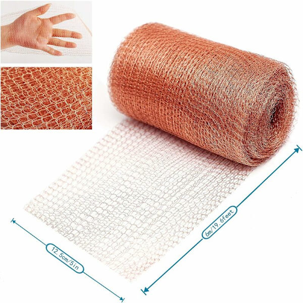 Högkvalitativt anti-gnagarnät, 100 % koppar anti-snigel möss råttor fåglar nematoder Ferramol, stickat koppar nät för inomhusbruk, trädgård (6 meter)