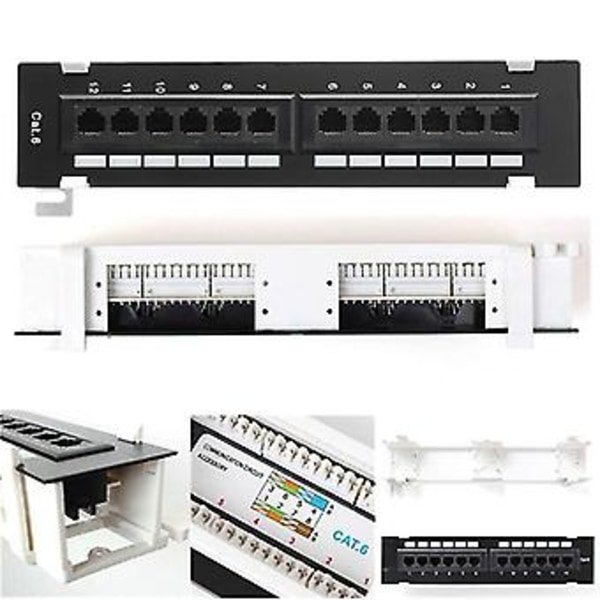Verktøysett 12 Port Cat6 Patch Panel Rj45 Ing Mount Rack Med Overflatemontering B