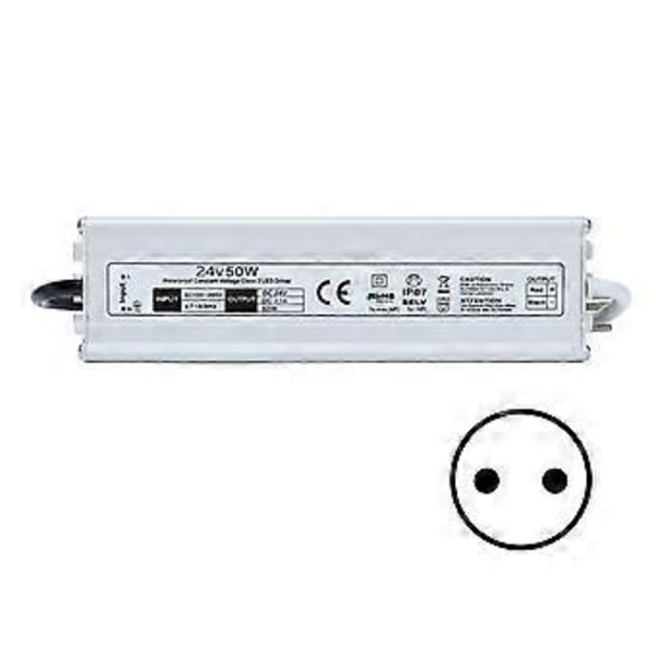 LED Strømforsyning AC100265V Vandtæt IP67 LED Transformer til LED Lysstriber 50W EU Stik Udgang 24V