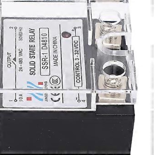 10A Solid State Relé DC Kontroll AC SSR Halvleder Relé Modul 24-480VAC Lastspenning