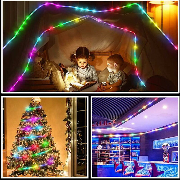 Ljusslinga 100 LED 10 meter silvertråd 4 färger, USB-kontakt med fjärrkontroll stjärnljus för jul- och bröllopsfestdekoration