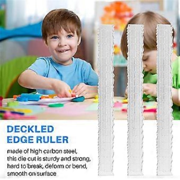 3 Stycken 21,3 cm Metall Oregelbundna Kanter Linjal för Korttillverkning Scrapbooking Skola
