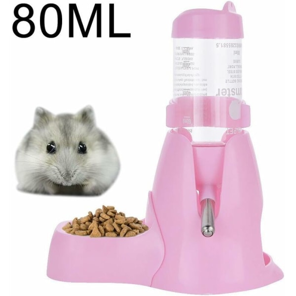 Vattenfontän Liten Djur Hamster Marsvin Råtta Fret Gerbil Chinchilla 80ml Rosa+Stativ-Blå