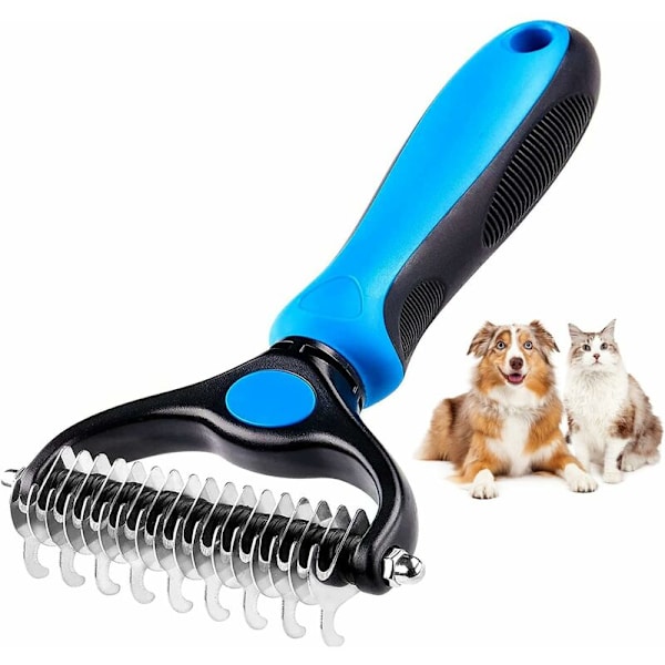 Kattebørste, Hundebørste Undercoat Deshedding Børste til Hunde Dobbeltsidet Rustfrit Stål Plejerive, Hunde Katte Pleje Tilbehør til Detangli