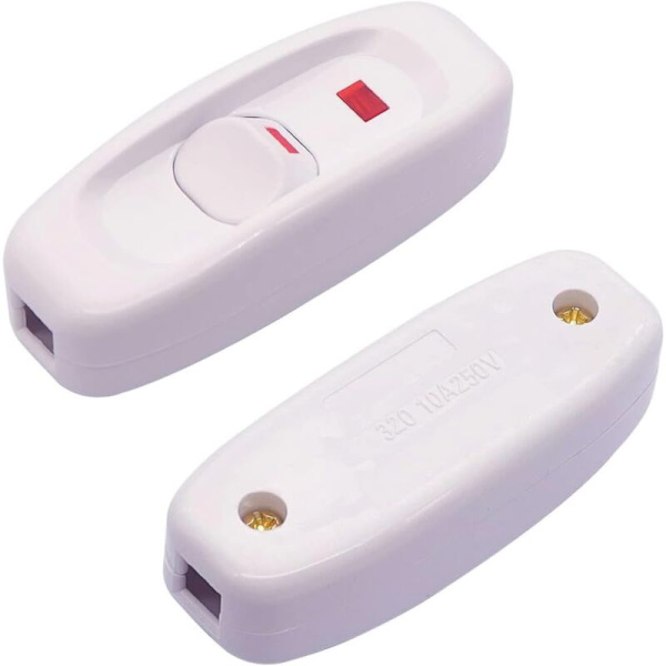 4 kpl johtokytkin päälle/pois-painiketta 10A 250V johtovirtakytkin LED-valolla pöytävalaisimelle, työpöytävalaisimelle, sänkyvalaisimelle (valkoinen)