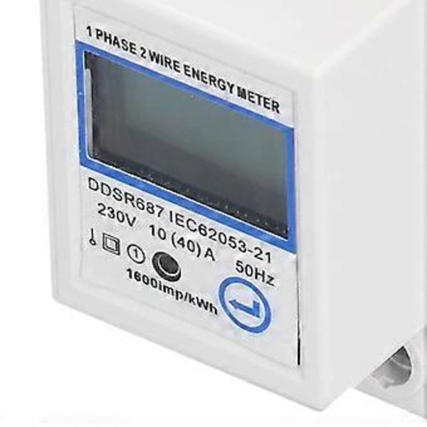 1-fas 2-tråds energimätare Multifunktionell LCD Digital Display 2P DIN-skena Elmätare för Hemmet