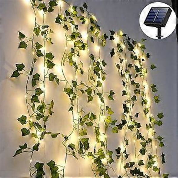 10 m 100 LED Gröna Murgrönsblad Fairy Slingor, 2-pack Solcellsdrivna Slingor, för Trädgård, Uteplats, Fest