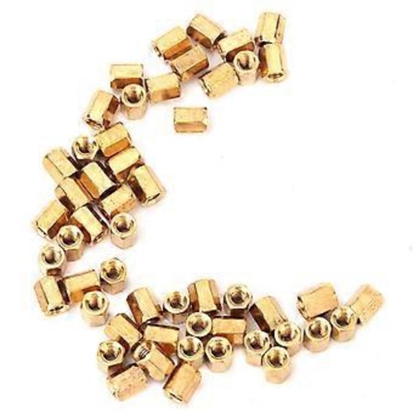 50 stk. Messing M3*6mm Hul Dobbel Pass Kretskort Standoff Hex Spacer