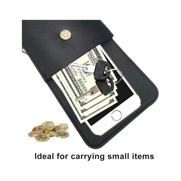 DENUOTOP Mini Crossbody-väska, söt mobiltelefonväska i PU-läder med pekskärm Transparent fönsterslingplånbok för telefonnycklar Pengakort Bla