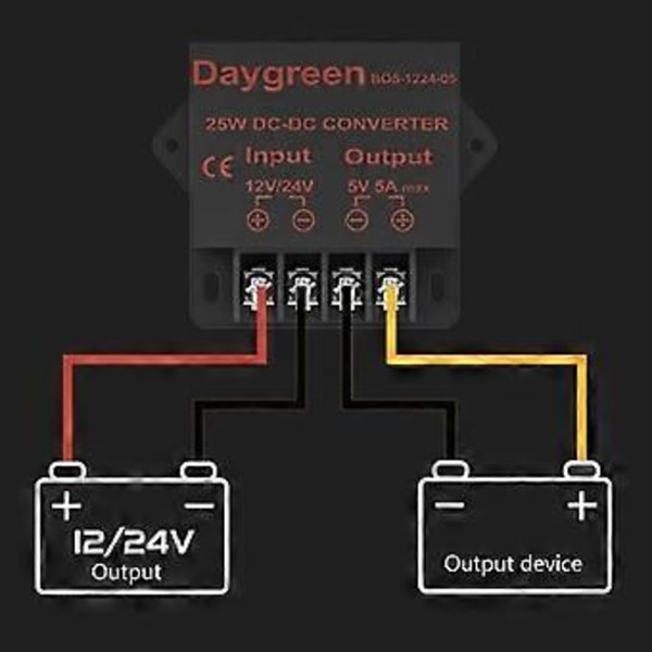 25W Nedstegsmodul DC12V 24V till 5V 5A Konverterare Regulator Nedstegsreducerare 3D-skrivartillbehör för Digital Produkt